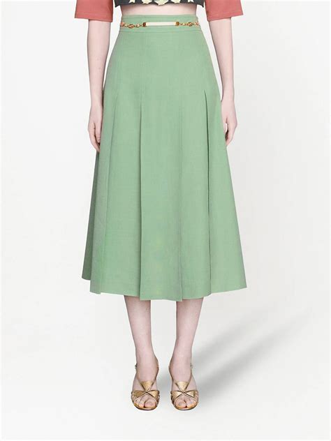 gucci green pleated skirt|farfetch gucci skirt.